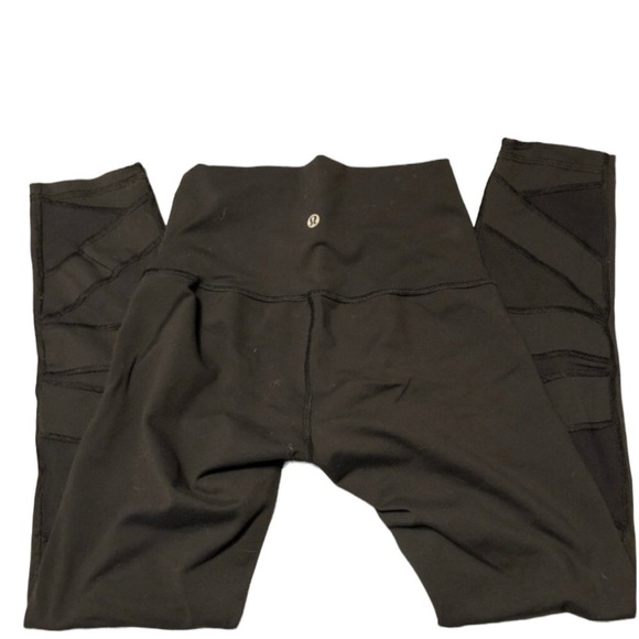 Lululemon Wunder Under legging High Rise*Tech Mesh 28" Black Yoga 2 lace inset - Picture 8 of 16